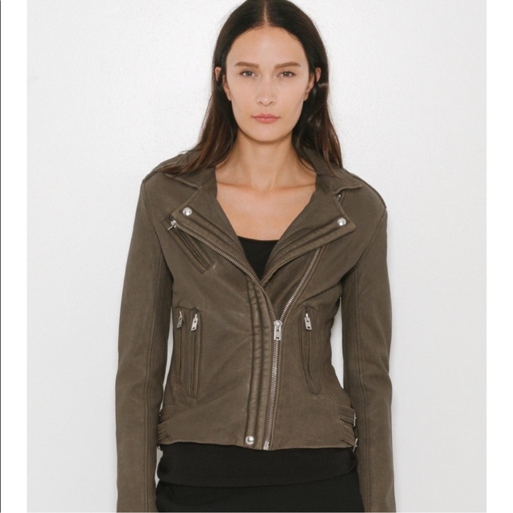 Iro Han Brown Leather Moto Jacket